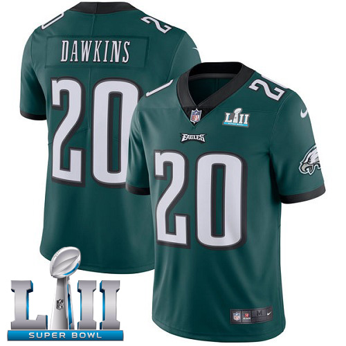 Nike Eagles #20 Brian Dawkins Midnight Green Team Color Super Bowl LII Youth Stitched NFL Vapor Untouchable Limited Jersey